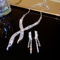 Elegant Lady Modern Style Water Droplets Tassel Alloy Inlay Rhinestones Women's Earrings Necklace 1 Set sku image 2