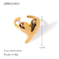 304 Stainless Steel 18K Gold Plated IG Style Elegant Heart Shape Titanium Steel Open Rings sku image 1