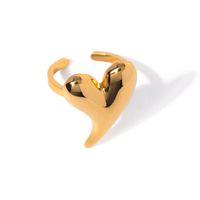 304 Stainless Steel 18K Gold Plated IG Style Elegant Heart Shape Titanium Steel Open Rings main image 4