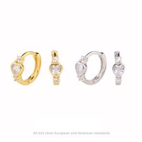 1 Paar Einfacher Stil Klassischer Stil Herzform Inlay Sterling Silber Zirkon Ohrringe main image 1