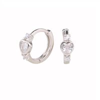 1 Pair Simple Style Classic Style Heart Shape Inlay Sterling Silver Zircon Earrings main image 4