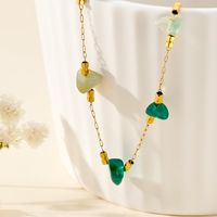 Stainless Steel Natural Stone 18K Gold Plated Casual Simple Style Irregular Necklace main image 4