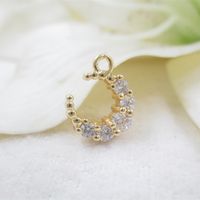 Diy Copper Plating 14K Thick Gold White Diamond Moon Pendant Bracelet Necklace Earring Material Pendant main image 5