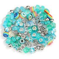 100 Pcs Set Acrylic-Based Resin Alloy Rainbow Patch Big Hole Beads Set Amazon Girls' Jewelry Wholesale main image 5