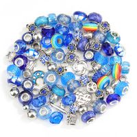 100 Pcs Set Acrylic-Based Resin Alloy Rainbow Patch Big Hole Beads Set Amazon Girls' Jewelry Wholesale main image 1