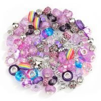 100 Pcs Set Acrylic-Based Resin Alloy Rainbow Patch Big Hole Beads Set Amazon Girls' Jewelry Wholesale sku image 2