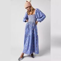 Women's Princess Dress Vintage Style Square Neck Backless 3/4 Length Sleeve Flower Maxi Long Dress Daily main image 3
