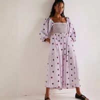 Women's Princess Dress Vintage Style Square Neck Backless 3/4 Length Sleeve Flower Maxi Long Dress Daily main image 5