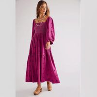Women's Princess Dress Vintage Style Square Neck Backless 3/4 Length Sleeve Flower Maxi Long Dress Daily main image 6