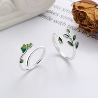 Sterling Silver Simple Style Leaf Open Rings main image 1