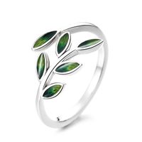 Sterling Silver Simple Style Leaf Open Rings main image 4