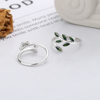 Sterling Silver Simple Style Leaf Open Rings main image 3