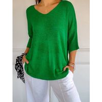 Women's Sweater 3/4 Length Sleeve Sweaters & Cardigans Simple Style Solid Color main image 1