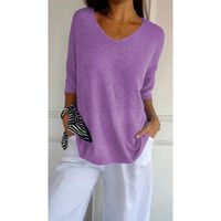 Women's Sweater 3/4 Length Sleeve Sweaters & Cardigans Simple Style Solid Color main image 2