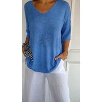 Femmes Chandail Manches 3/4 Pulls & Cardigans Style Simple Couleur Unie main image 3