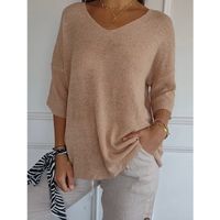 Women's Sweater 3/4 Length Sleeve Sweaters & Cardigans Simple Style Solid Color main image 4