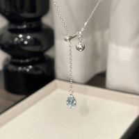 Sterling Silver Sweet Water Droplets Plating Inlay Rhinestones Zircon Necklace main image 5