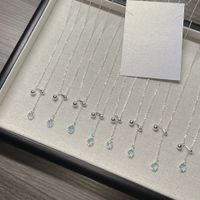 Sterling Silver Sweet Water Droplets Plating Inlay Rhinestones Zircon Necklace main image 4