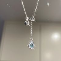 Sterling Silver Sweet Water Droplets Plating Inlay Rhinestones Zircon Necklace sku image 1