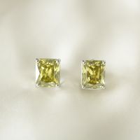 1 Pair Simple Style Square Plating Inlay Copper Zircon Ear Studs main image 3