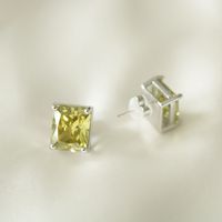 1 Pair Simple Style Square Plating Inlay Copper Zircon Ear Studs main image 1