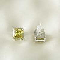 1 Pair Simple Style Square Plating Inlay Copper Zircon Ear Studs main image 4
