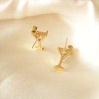 1 Pair Simple Style Wine Glass Plating Inlay Copper Zircon Ear Studs main image 2