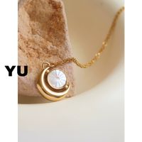 Acier Au Titane Style Simple Lune Placage Incruster Coquille Pendentif sku image 1