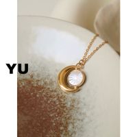 Titanium Steel Simple Style Moon Plating Inlay Shell Pendant Necklace main image 2