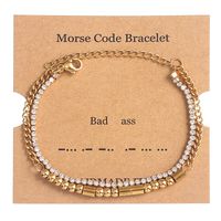 Stainless Steel Simple Style Classic Style Letter Inlay Zircon Bracelets sku image 15