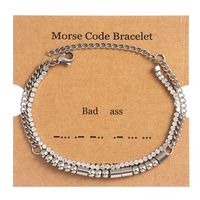 Stainless Steel Simple Style Classic Style Letter Inlay Zircon Bracelets sku image 7