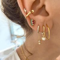 1 Pair IG Style Simple Style Star Inlay Copper Zircon Drop Earrings main image 2