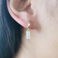 1 Pair Simple Style Shiny Geometric Inlay Copper Zircon Drop Earrings main image 2