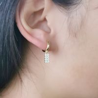 1 Pair Simple Style Shiny Geometric Inlay Copper Zircon Drop Earrings main image 4