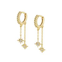 1 Pair IG Style Simple Style Star Inlay Copper Zircon Drop Earrings sku image 2