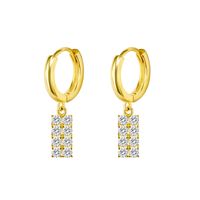1 Pair Simple Style Shiny Geometric Inlay Copper Zircon Drop Earrings sku image 1