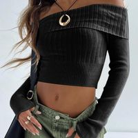 Women's T-shirt Long Sleeve Sweaters & Cardigans Streetwear Solid Color main image 3