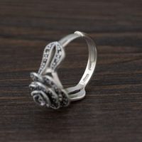 Retro Flower Sterling Silver Open Rings 1 Piece main image 6