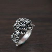 Retro Flower Sterling Silver Open Rings 1 Piece main image 4