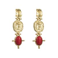 1 Pair Elegant Retro Luxurious Oval Inlay Alloy Resin Resin Gold Plated Drop Earrings sku image 1