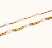Titan Stahl 18 Karat Vergoldet Einfacher Stil Klassischer Stil Überzug Inlay Einfarbig Perle Armbänder main image 4