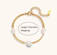 Titan Stahl 18 Karat Vergoldet Einfacher Stil Klassischer Stil Überzug Inlay Einfarbig Perle Armbänder main image 3