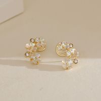 1 Pair Fairy Style Sweet Simple Style Flower Inlay Copper Zircon 18K Gold Plated Ear Cuffs main image 4