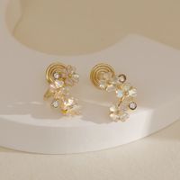 1 Pair Fairy Style Sweet Simple Style Flower Inlay Copper Zircon 18K Gold Plated Ear Cuffs main image 5