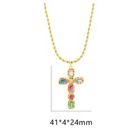Casual Simple Style Cross Copper Zircon Pendant Necklace main image 2