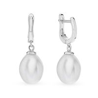 1 Pair Elegant Vacation Solid Color Plating Inlay Sterling Silver Artificial Pearls White Gold Plated Drop Earrings sku image 1