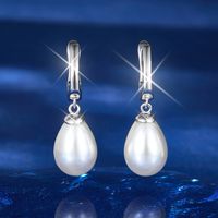 1 Pair Elegant Vacation Solid Color Plating Inlay Sterling Silver Artificial Pearls White Gold Plated Drop Earrings main image 1