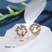1 Pair Fairy Style Elegant Lady Cross Round Heart Shape Plating Inlay Copper Alloy Rhinestones Ear Studs main image 3