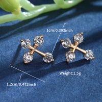 1 Pair Fairy Style Elegant Lady Cross Round Heart Shape Plating Inlay Copper Alloy Rhinestones Ear Studs main image 4