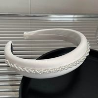 Ig Style Sweet Solid Color Flower Cloth Inlay Rhinestones Pearl Hair Band sku image 133